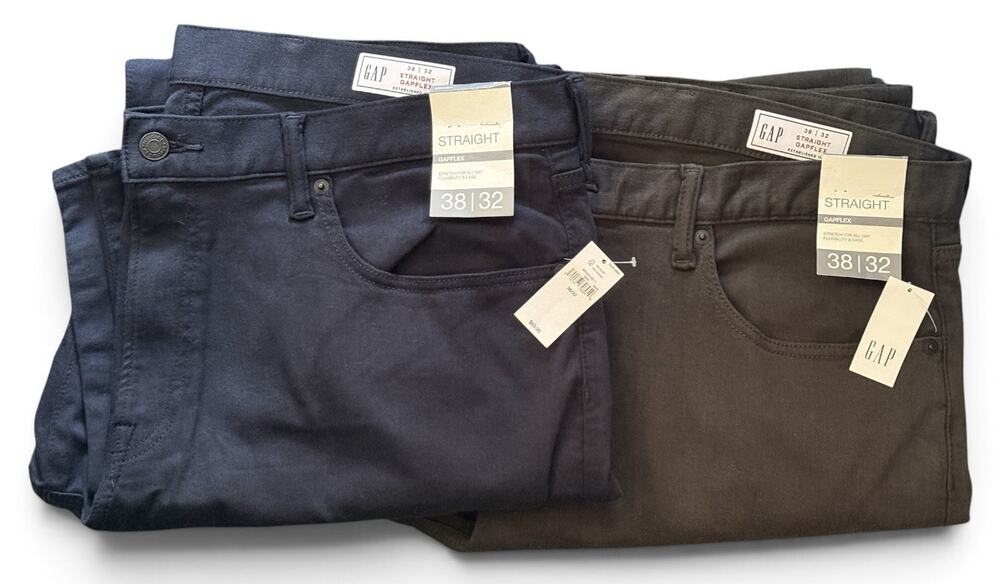 Gap Men's Pants Straight Mid Rise GapFlex 38X32 Chino Flint Gray & Navy Blue (2)